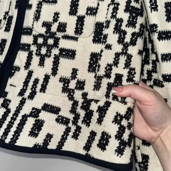 Isabel Marant Deliona Printed Black/White Cotton Weave Pattern Jacket 42 10 L - Picture 9 of 9